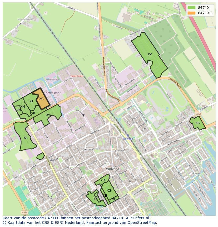 Afbeelding van het postcodegebied 8471 XC op de kaart.