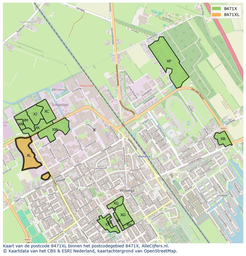 Afbeelding van het postcodegebied 8471 XL op de kaart.