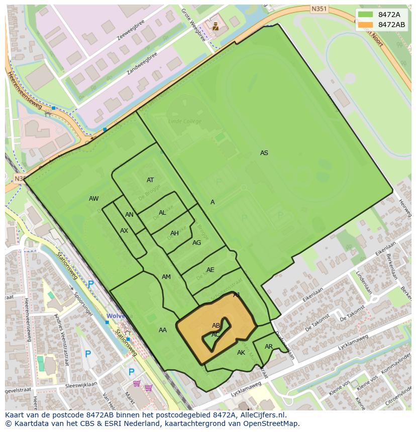 Afbeelding van het postcodegebied 8472 AB op de kaart.
