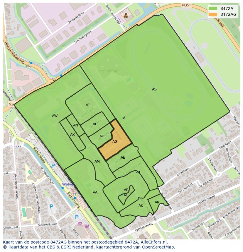Afbeelding van het postcodegebied 8472 AG op de kaart.