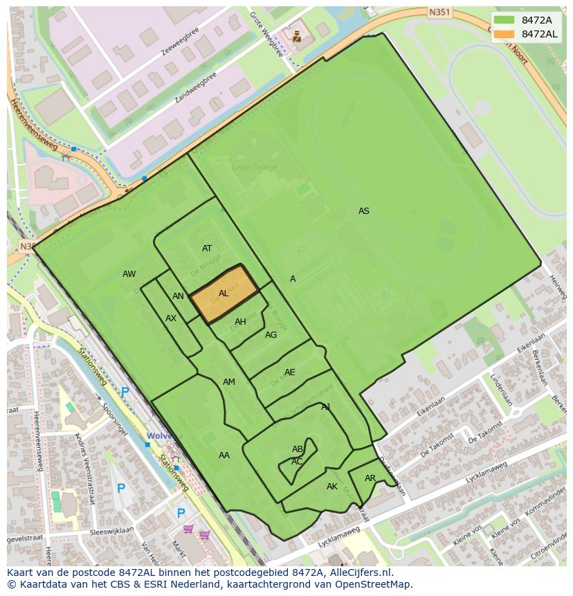 Afbeelding van het postcodegebied 8472 AL op de kaart.
