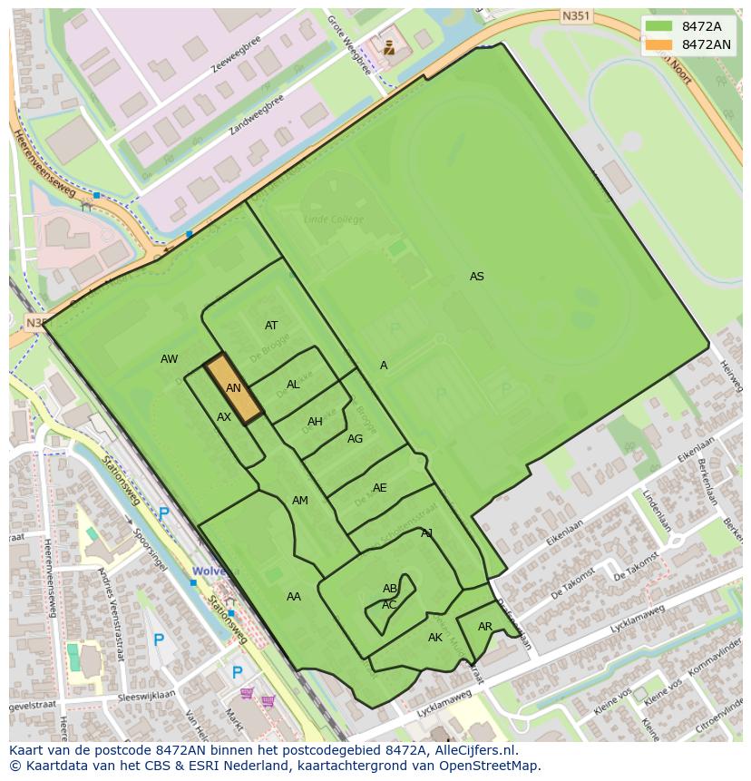 Afbeelding van het postcodegebied 8472 AN op de kaart.