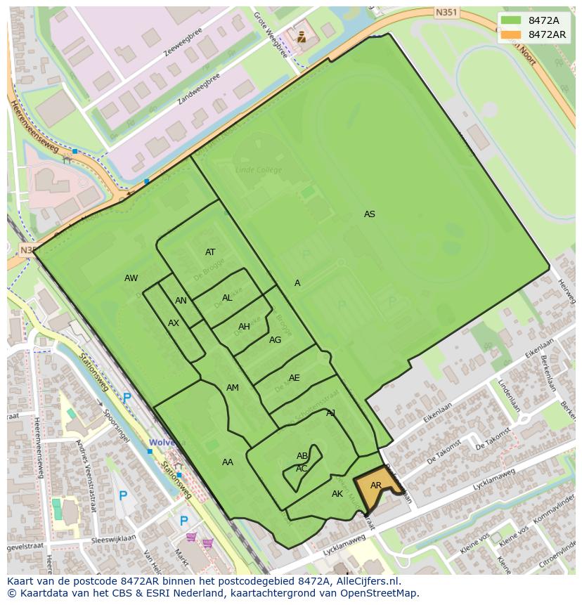 Afbeelding van het postcodegebied 8472 AR op de kaart.
