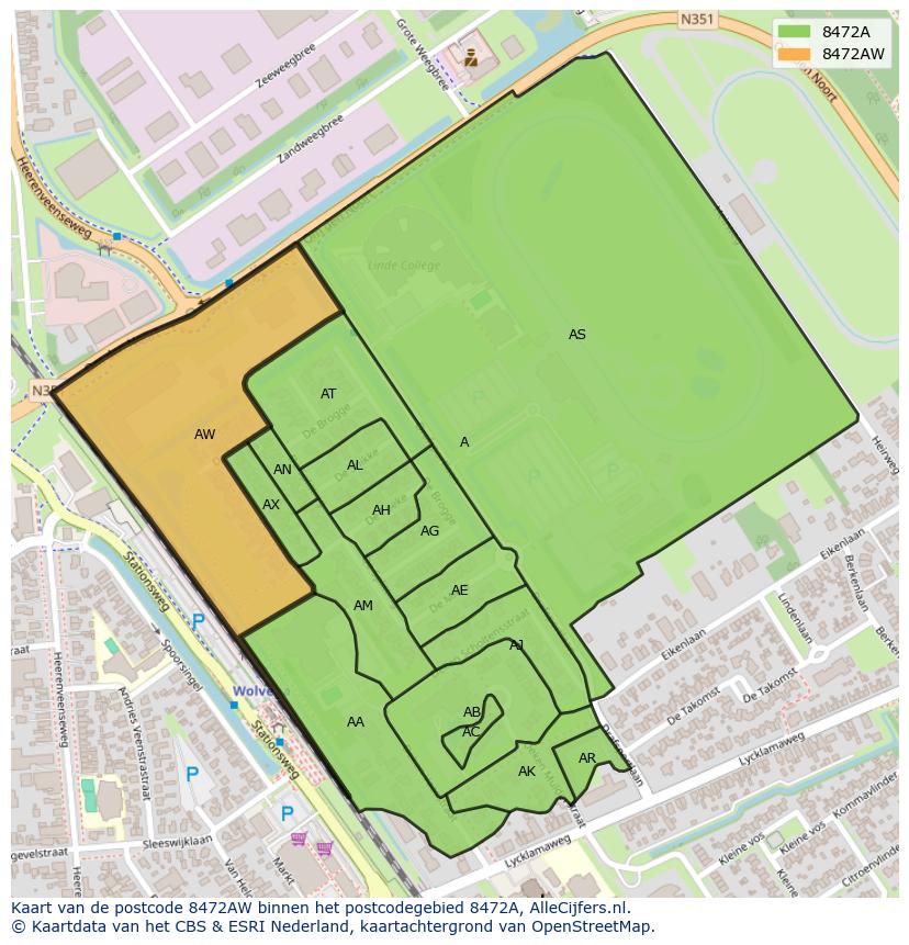 Afbeelding van het postcodegebied 8472 AW op de kaart.