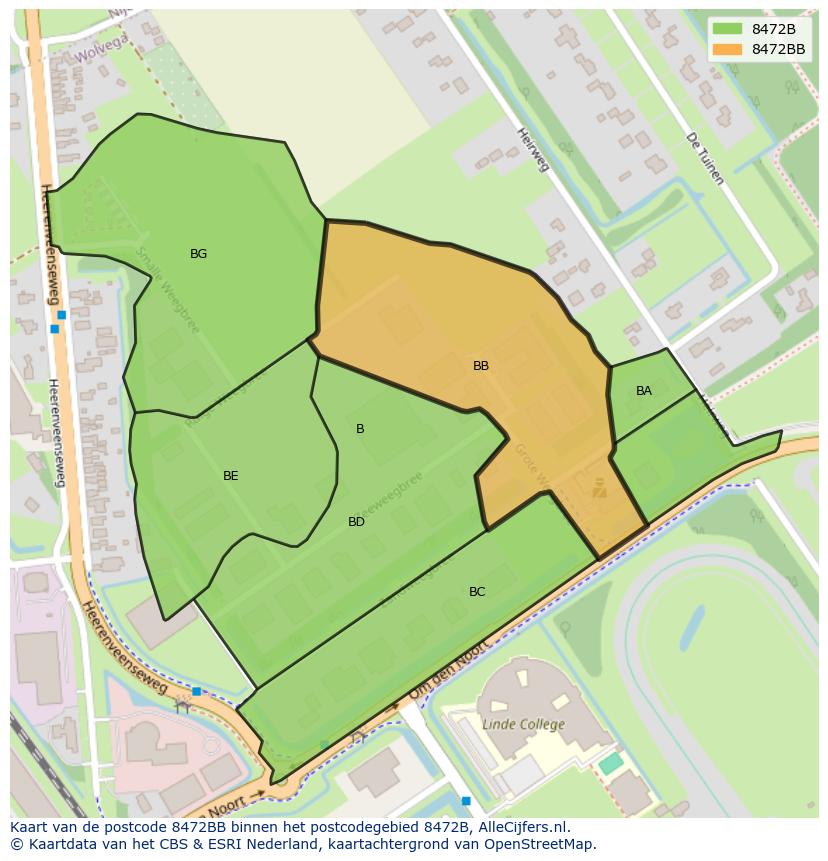 Afbeelding van het postcodegebied 8472 BB op de kaart.