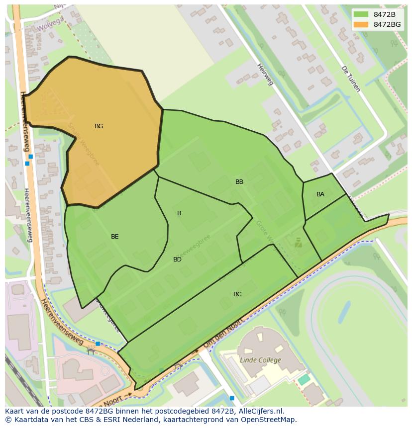 Afbeelding van het postcodegebied 8472 BG op de kaart.