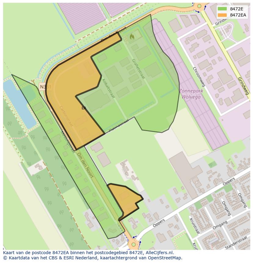 Afbeelding van het postcodegebied 8472 EA op de kaart.