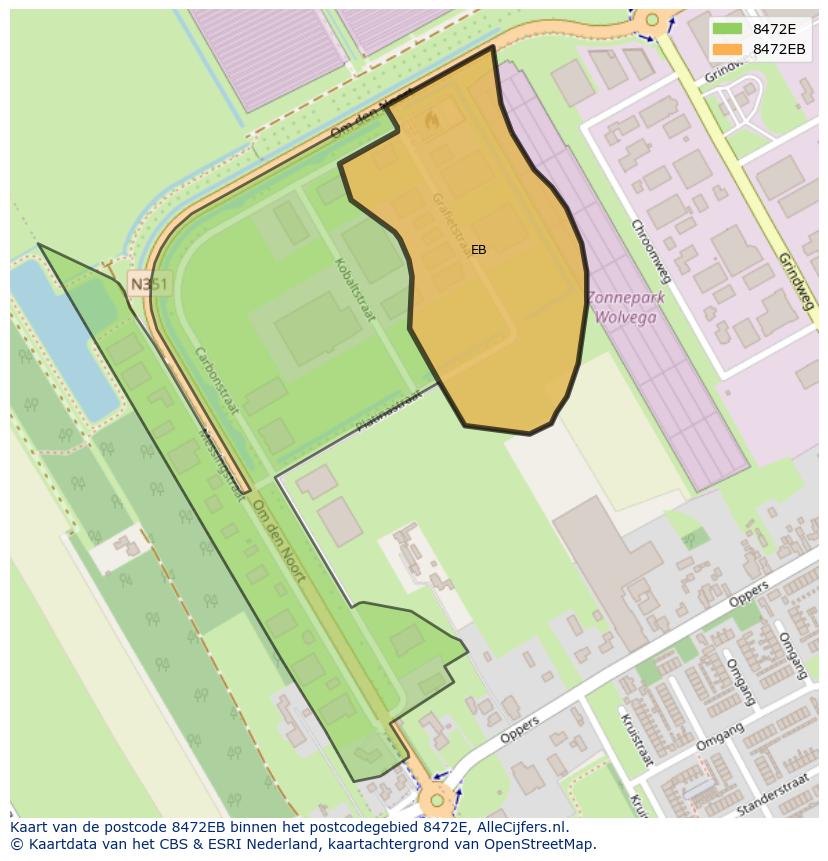 Afbeelding van het postcodegebied 8472 EB op de kaart.