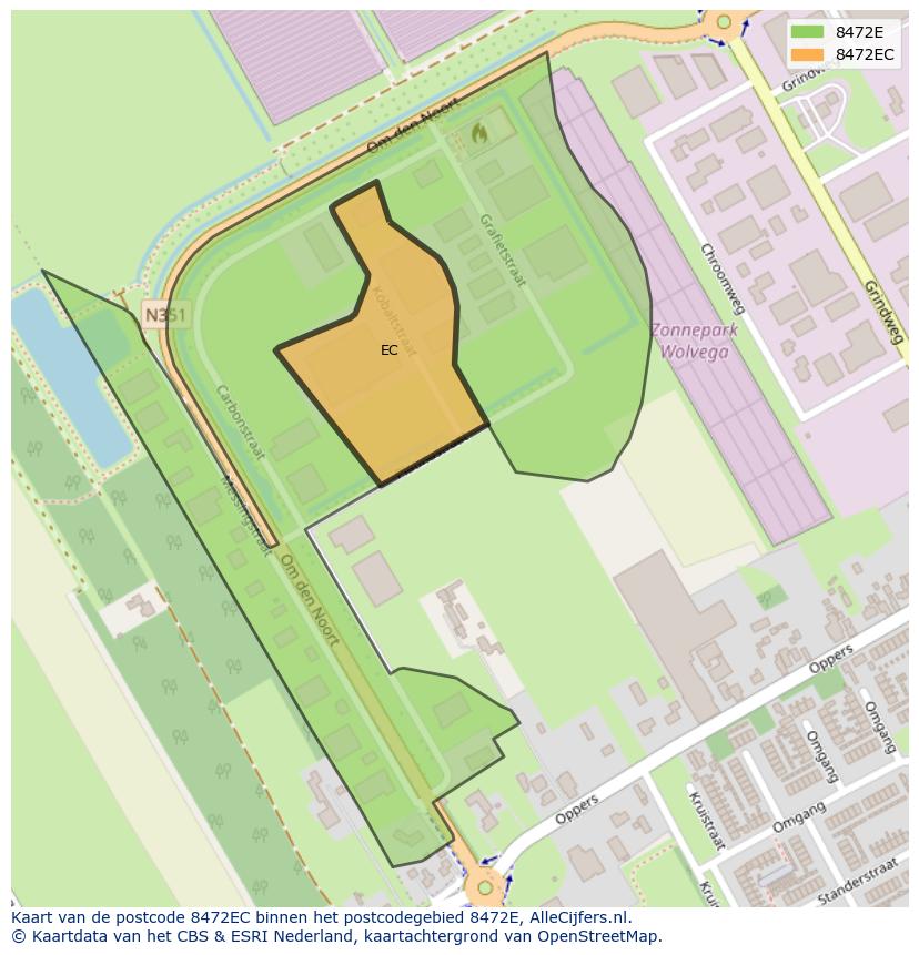 Afbeelding van het postcodegebied 8472 EC op de kaart.