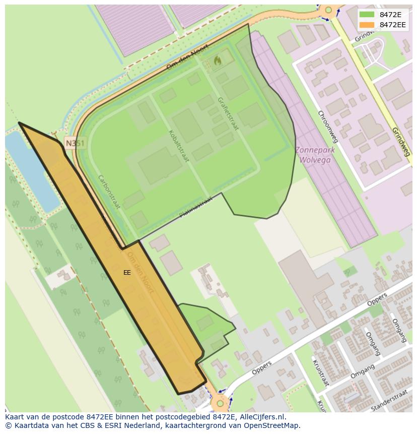 Afbeelding van het postcodegebied 8472 EE op de kaart.