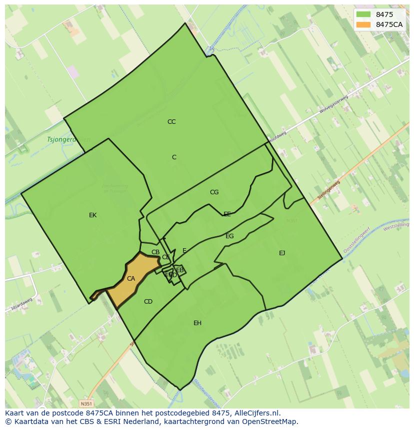 Afbeelding van het postcodegebied 8475 CA op de kaart.
