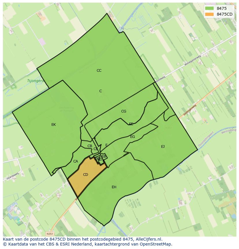 Afbeelding van het postcodegebied 8475 CD op de kaart.