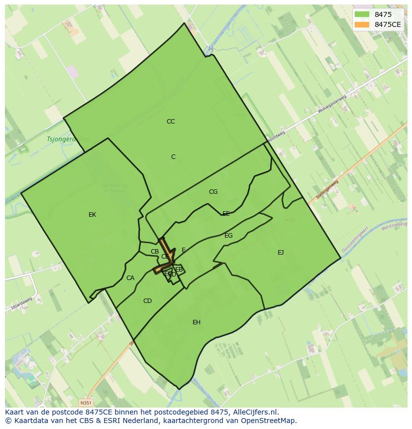 Afbeelding van het postcodegebied 8475 CE op de kaart.