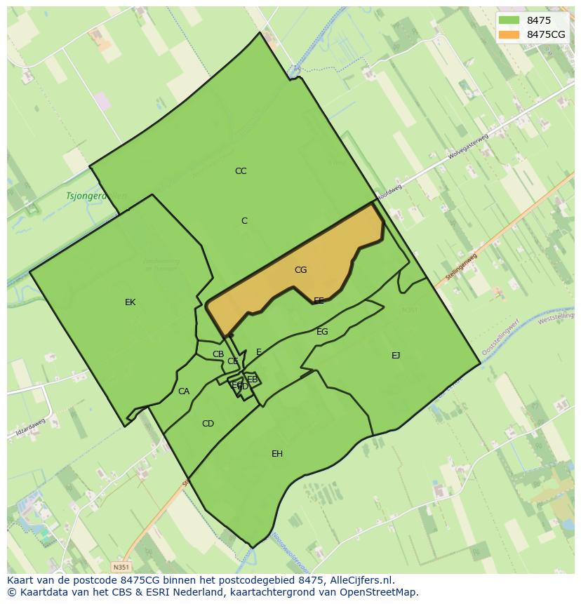Afbeelding van het postcodegebied 8475 CG op de kaart.
