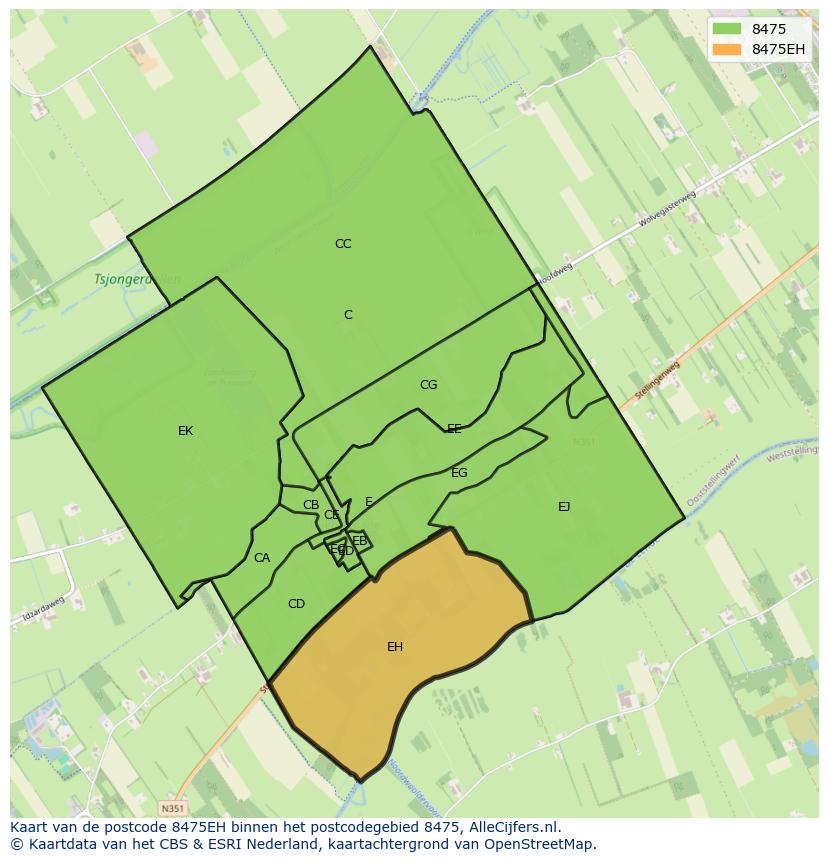 Afbeelding van het postcodegebied 8475 EH op de kaart.