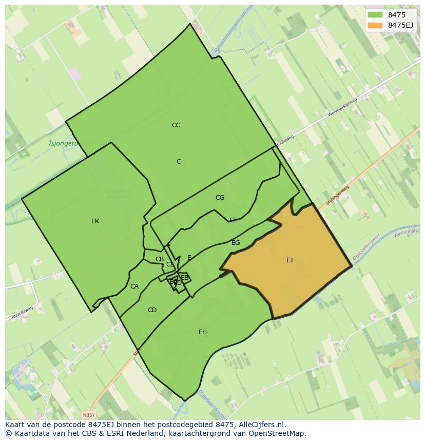 Afbeelding van het postcodegebied 8475 EJ op de kaart.