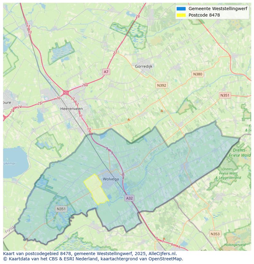 Afbeelding van het postcodegebied 8478 op de kaart.