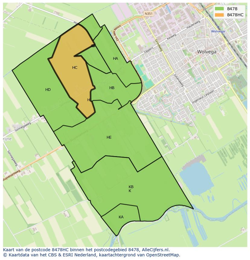 Afbeelding van het postcodegebied 8478 HC op de kaart.