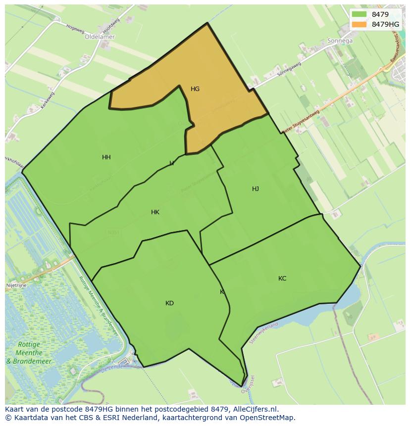 Afbeelding van het postcodegebied 8479 HG op de kaart.