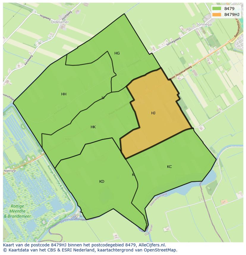 Afbeelding van het postcodegebied 8479 HJ op de kaart.