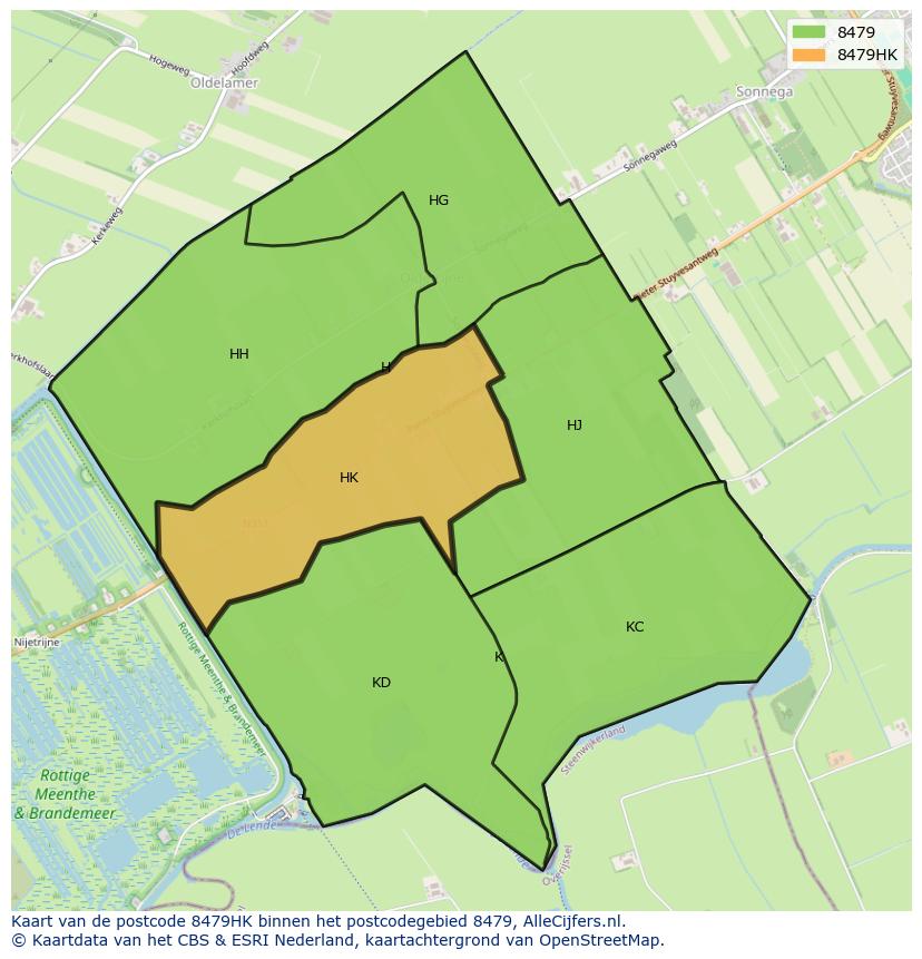 Afbeelding van het postcodegebied 8479 HK op de kaart.