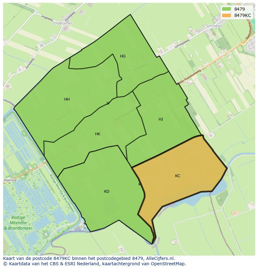 Afbeelding van het postcodegebied 8479 KC op de kaart.