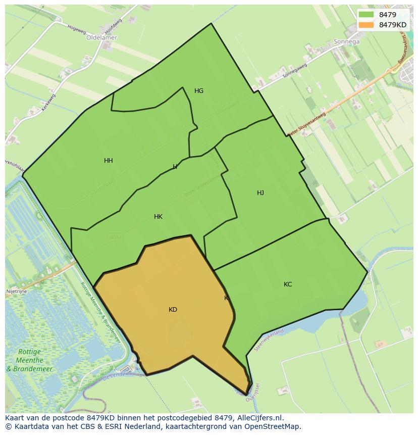 Afbeelding van het postcodegebied 8479 KD op de kaart.