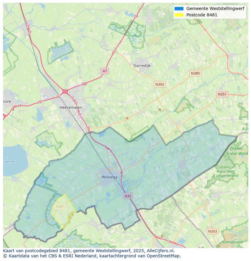 Afbeelding van het postcodegebied 8481 op de kaart.