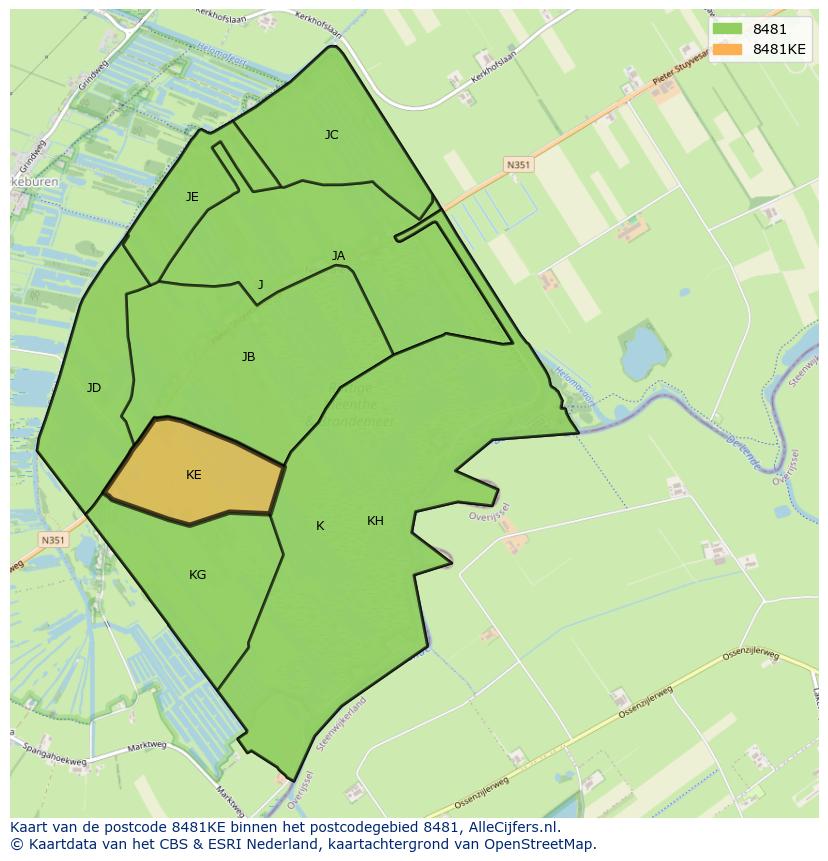 Afbeelding van het postcodegebied 8481 KE op de kaart.