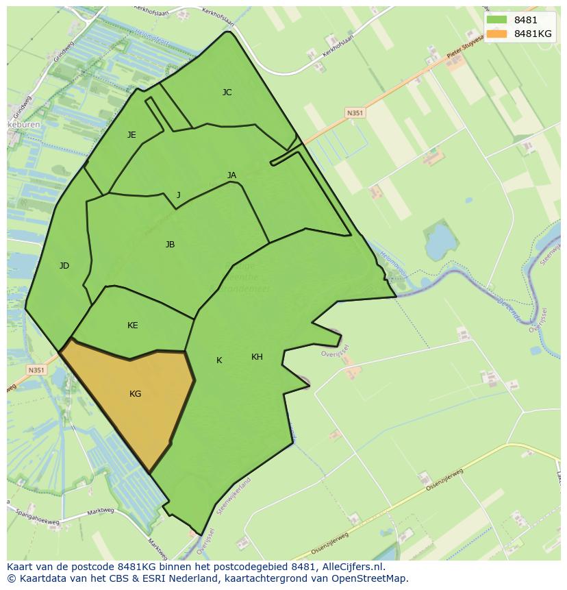 Afbeelding van het postcodegebied 8481 KG op de kaart.