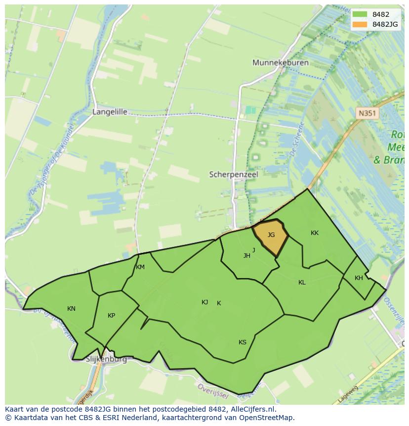 Afbeelding van het postcodegebied 8482 JG op de kaart.