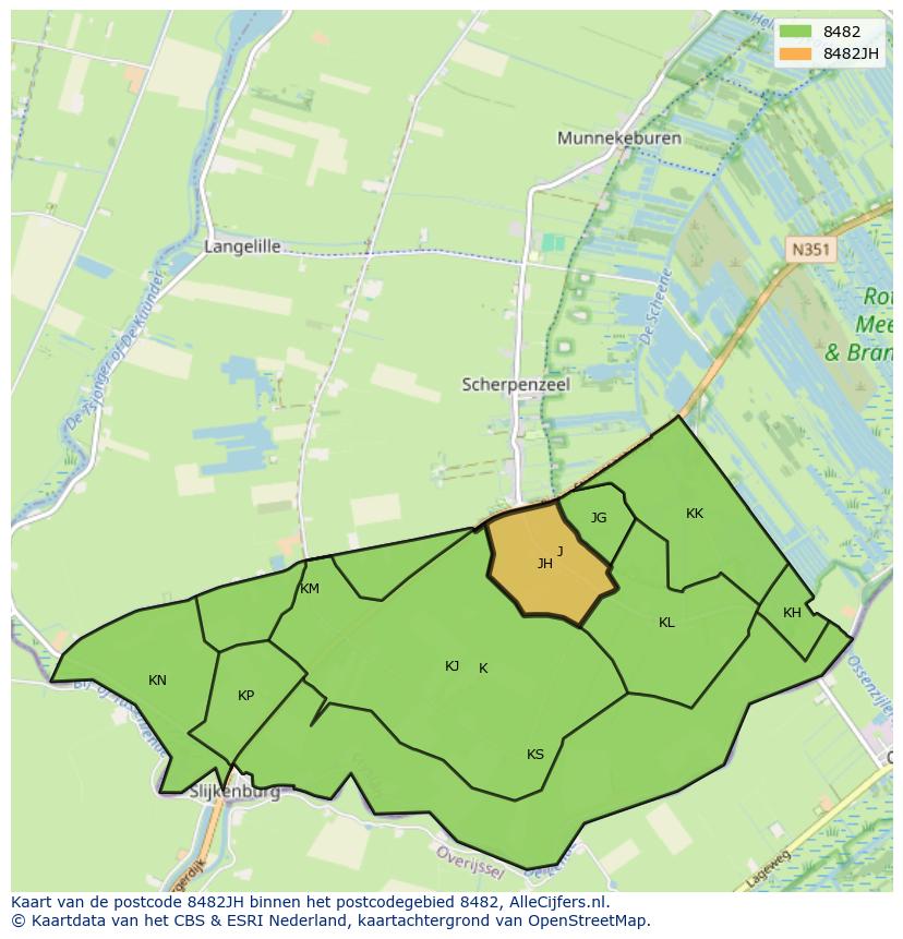 Afbeelding van het postcodegebied 8482 JH op de kaart.