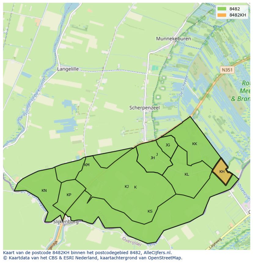 Afbeelding van het postcodegebied 8482 KH op de kaart.