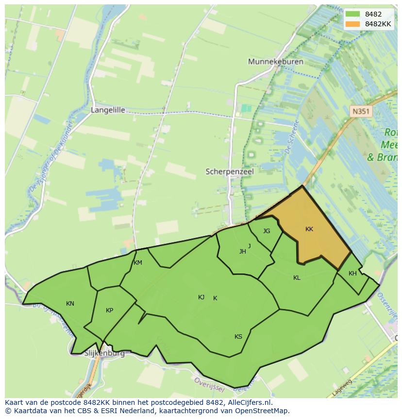 Afbeelding van het postcodegebied 8482 KK op de kaart.