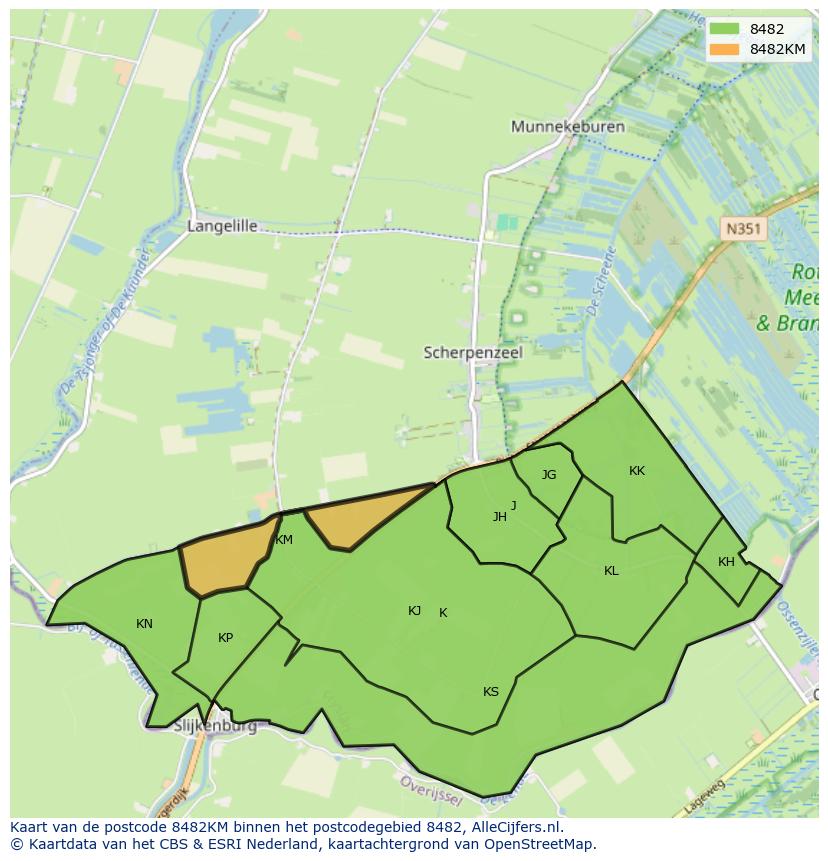 Afbeelding van het postcodegebied 8482 KM op de kaart.