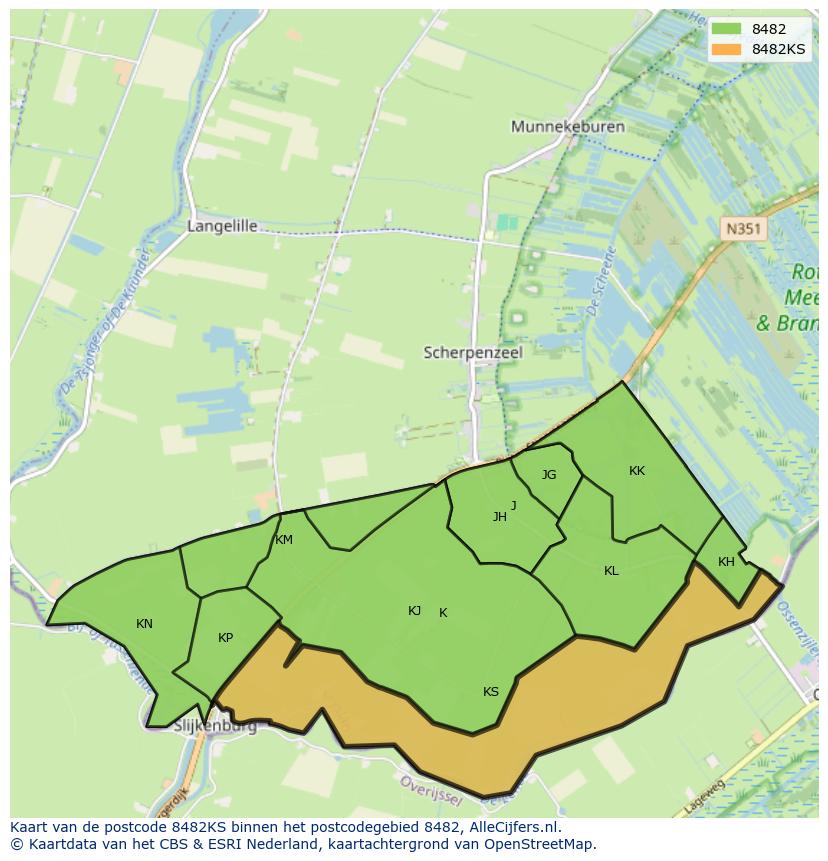 Afbeelding van het postcodegebied 8482 KS op de kaart.