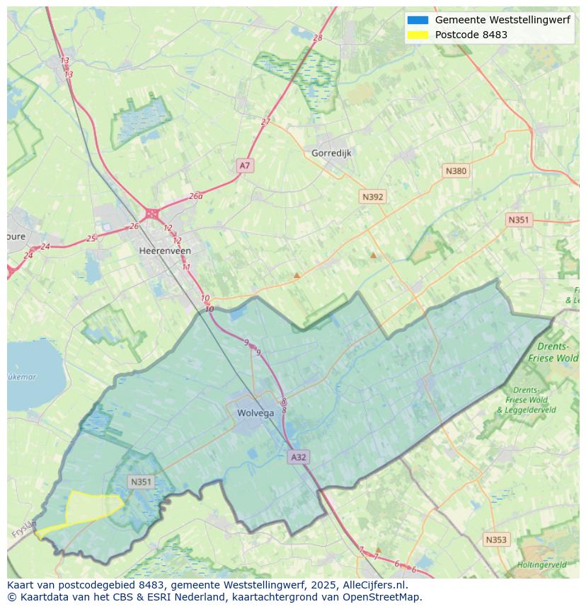 Afbeelding van het postcodegebied 8483 op de kaart.