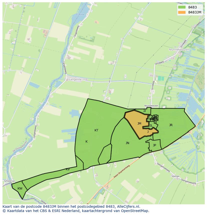 Afbeelding van het postcodegebied 8483 JM op de kaart.