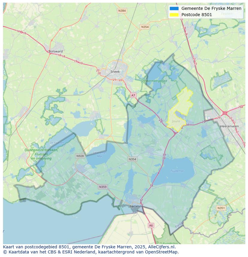 Afbeelding van het postcodegebied 8501 op de kaart.