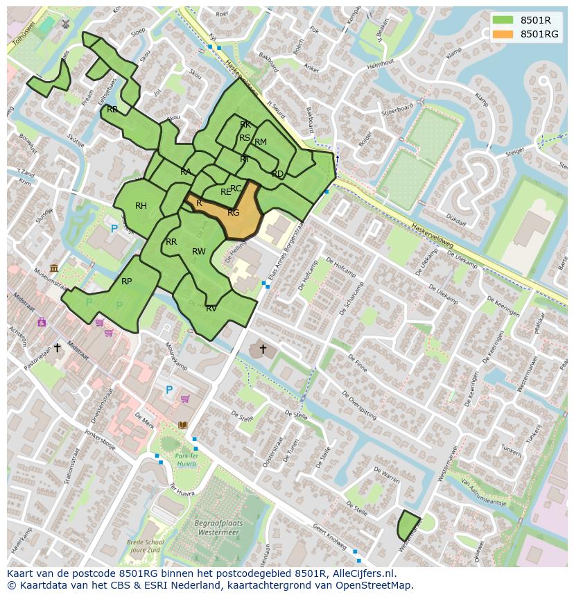 Afbeelding van het postcodegebied 8501 RG op de kaart.
