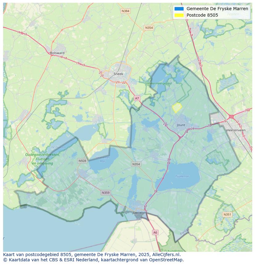 Afbeelding van het postcodegebied 8505 op de kaart.