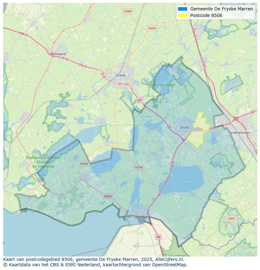 Afbeelding van het postcodegebied 8506 op de kaart.