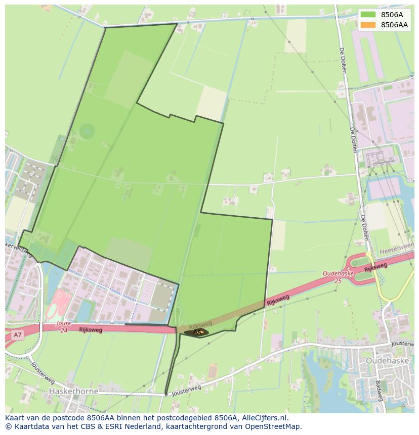 Afbeelding van het postcodegebied 8506 AA op de kaart.