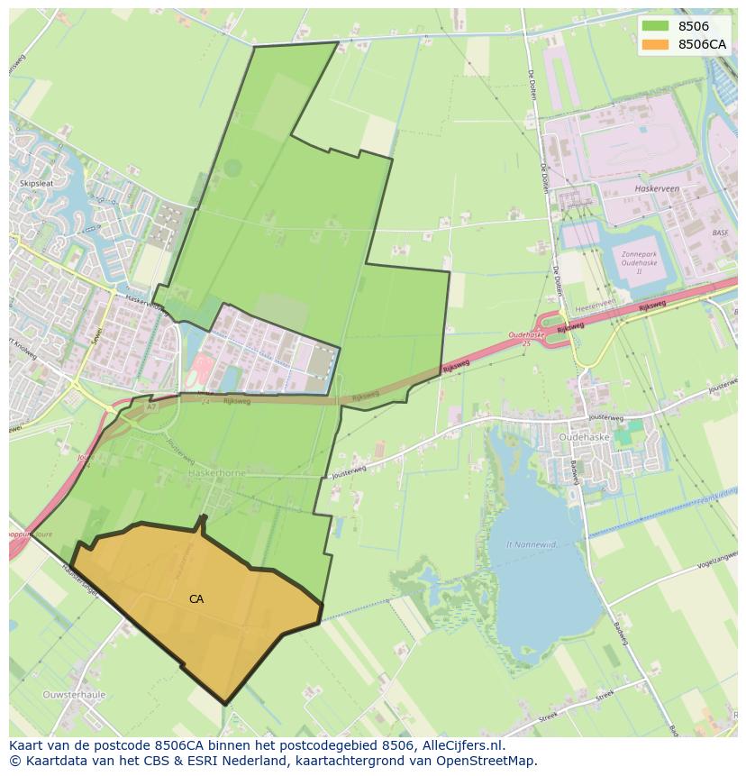 Afbeelding van het postcodegebied 8506 CA op de kaart.
