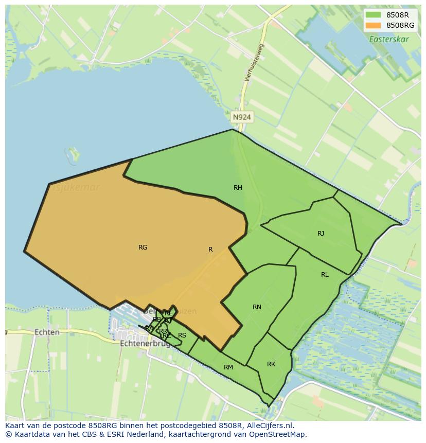 Afbeelding van het postcodegebied 8508 RG op de kaart.