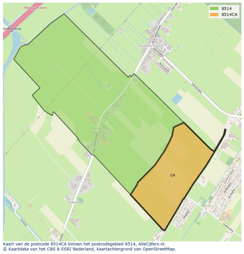 Afbeelding van het postcodegebied 8514 CA op de kaart.