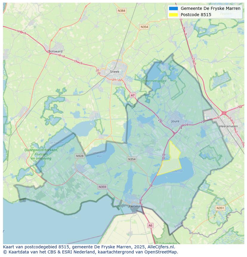 Afbeelding van het postcodegebied 8515 op de kaart.