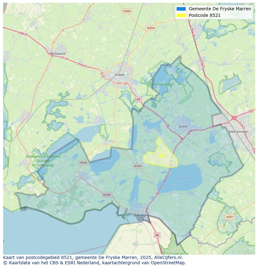 Afbeelding van het postcodegebied 8521 op de kaart.