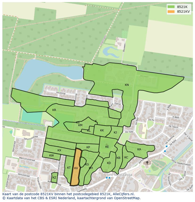 Afbeelding van het postcodegebied 8521 KV op de kaart.