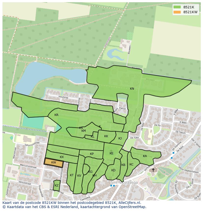 Afbeelding van het postcodegebied 8521 KW op de kaart.